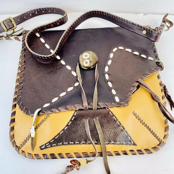 "Handmade" Handbags - Handmade Leather CROSSBODY Purse Bag Color Block